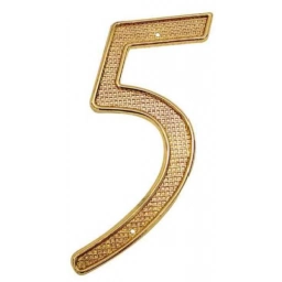 NUMERO 5 PARA PUERTA DORADO 10CM