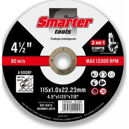 DISCO CORTE AC. METAL & INOX 4.1/2"   115X1.0X22.23MM  10 UNID