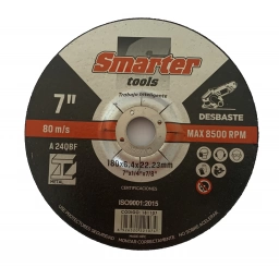 DISCO DESBASTE DE METAL 7"    180X6.4X22.23MM  5 UNID