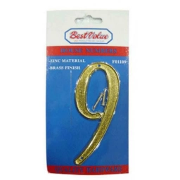 NUMERO 9 PARA PUERTA DORADO 10CM