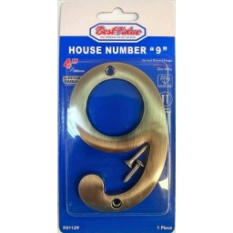 NUMERO 9 PPUERTA METAL NIQUELADO 10CM